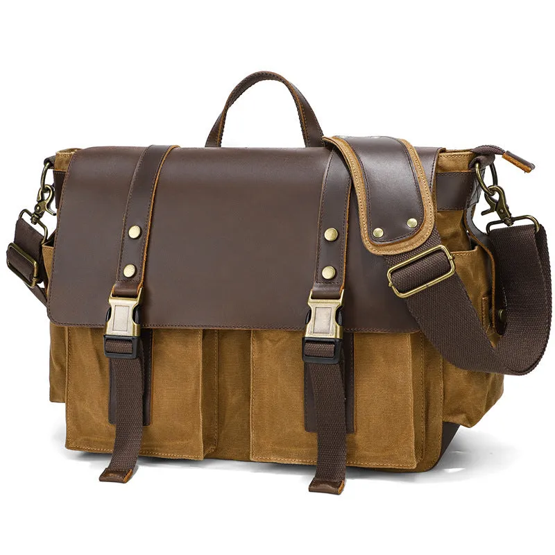 Waterproof Waxed Canvas Camera Bag Canvas With Leather DSLR Camera Bag Canvas Shoulder Messenger Bag