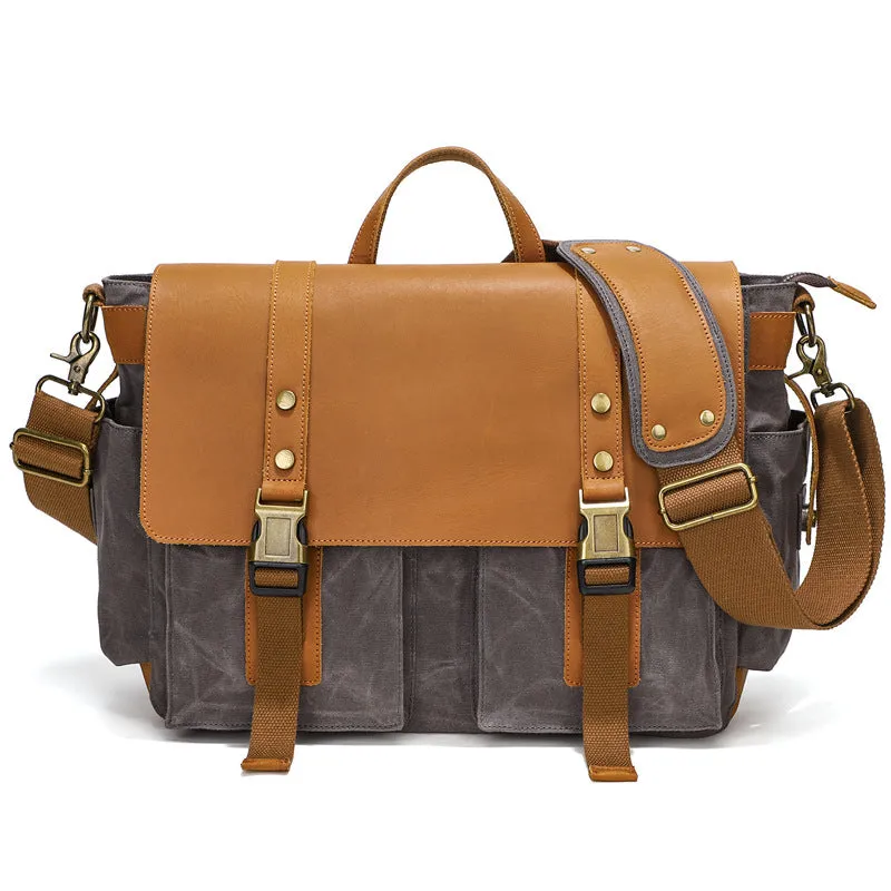 Waterproof Waxed Canvas Camera Bag Canvas With Leather DSLR Camera Bag Canvas Shoulder Messenger Bag