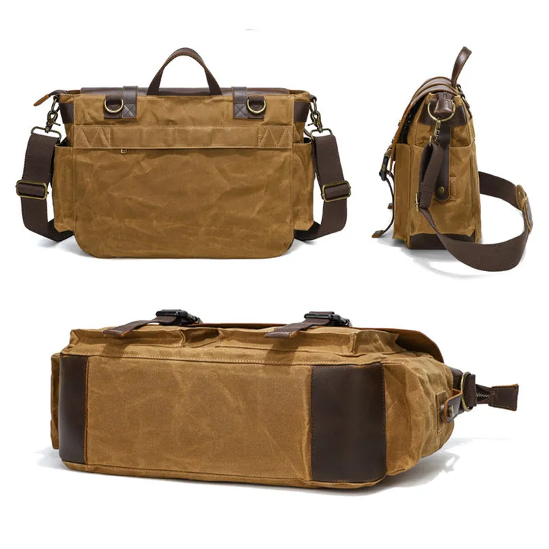 Waterproof Waxed Canvas Camera Bag Canvas With Leather DSLR Camera Bag Canvas Shoulder Messenger Bag
