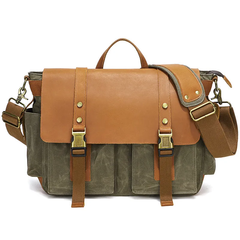 Waterproof Waxed Canvas Camera Bag Canvas With Leather DSLR Camera Bag Canvas Shoulder Messenger Bag