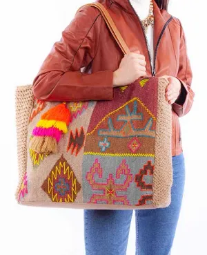 Western Shoulder Tote Southwest Neon Print