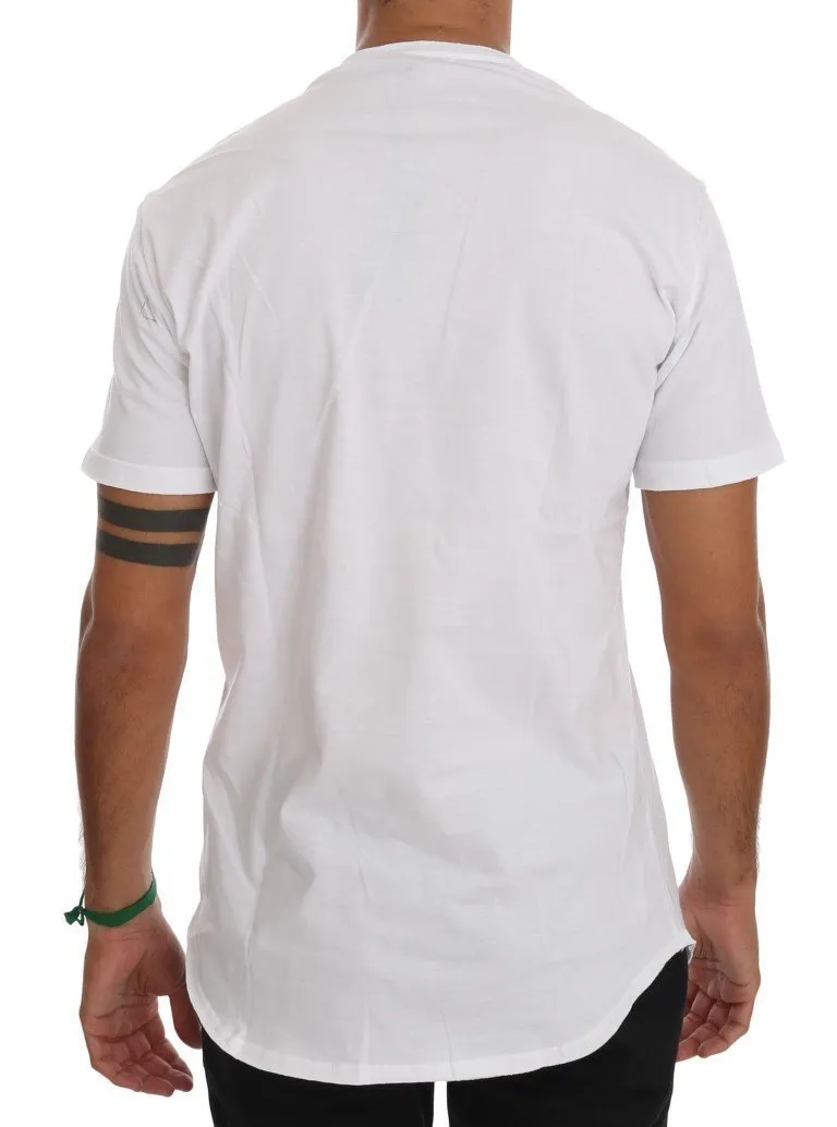 White Cotton V-neck T-Shirt