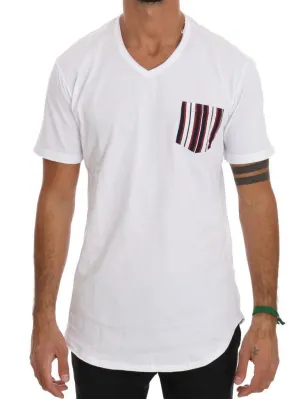 White Cotton V-neck T-Shirt
