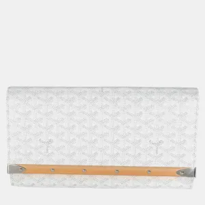 White Goyardine Canvas Monte Carlo Boise Clutch