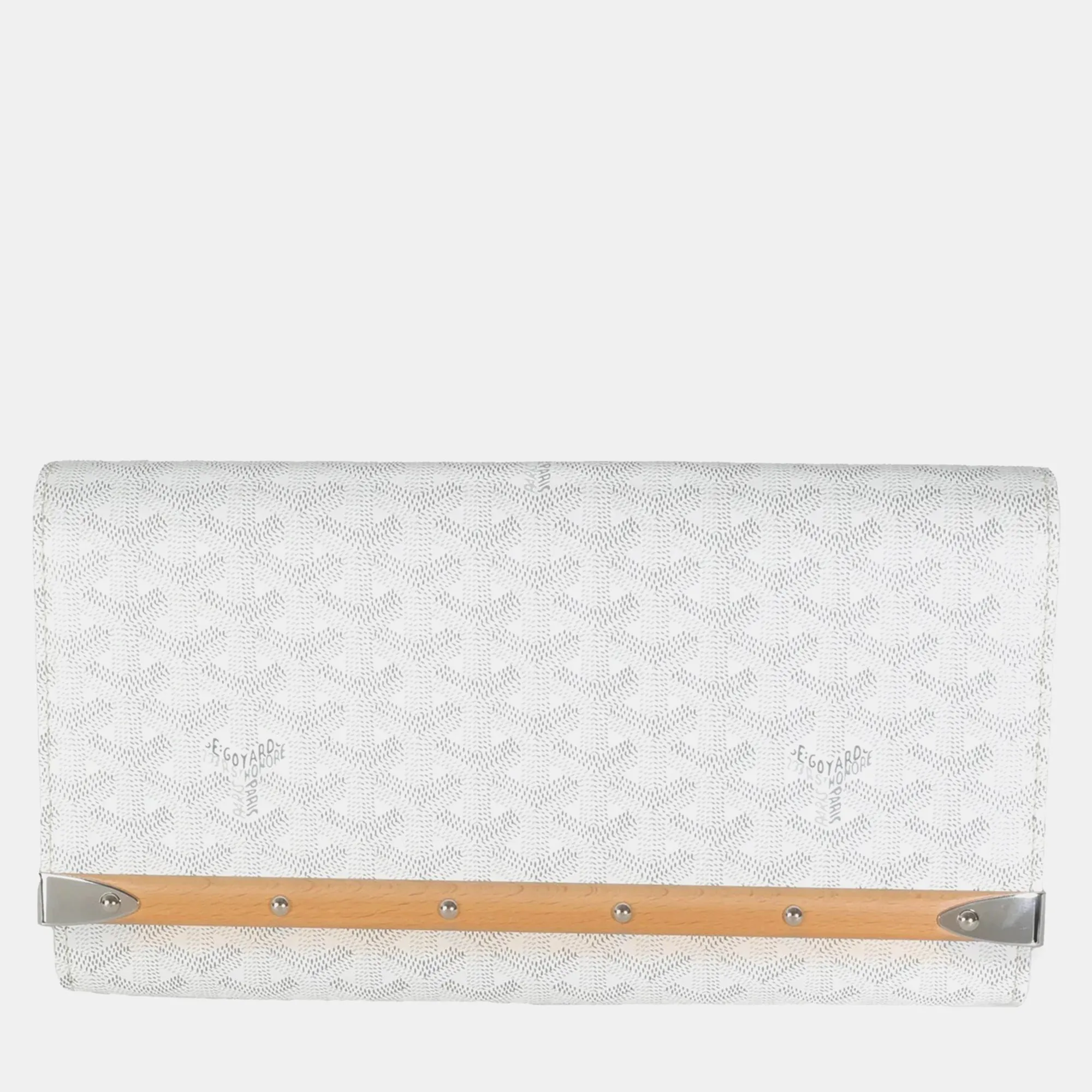 White Goyardine Canvas Monte Carlo Boise Clutch