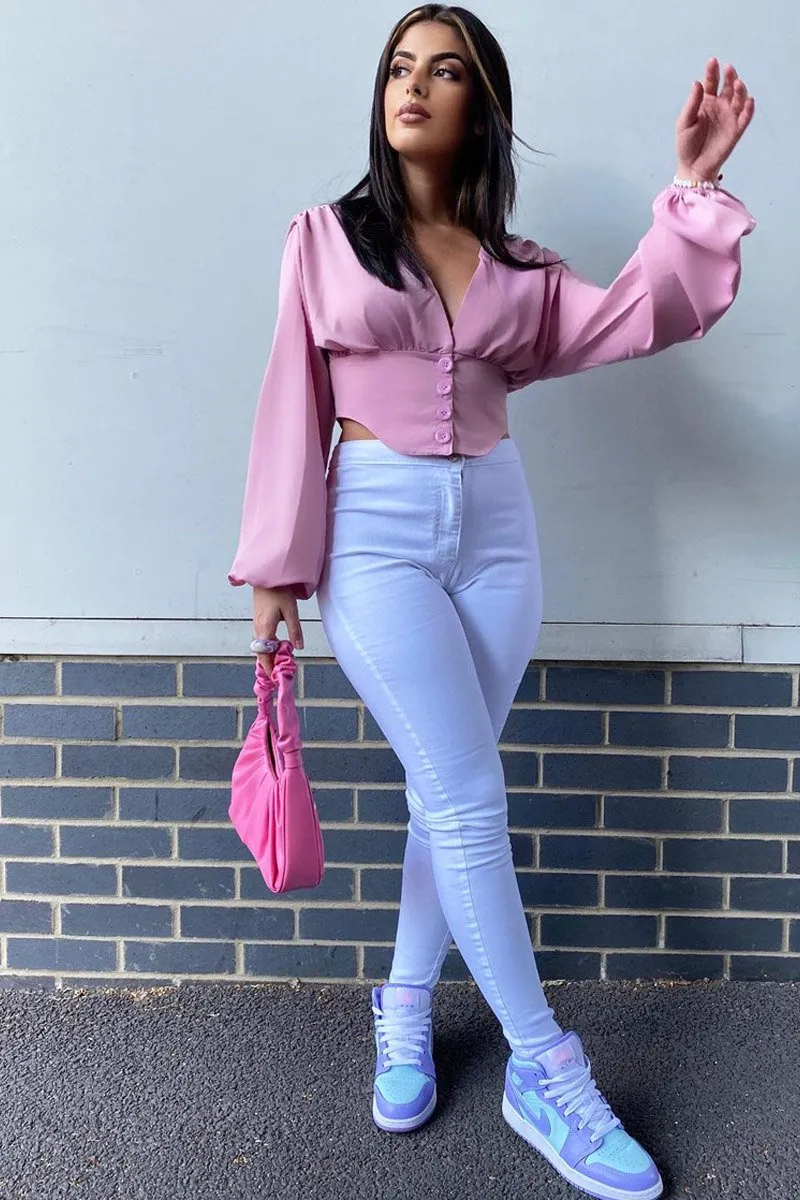 White High Waist Stretch Jeggings - Annaliza