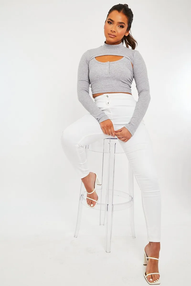 White High Waist Stretch Jeggings - Annaliza