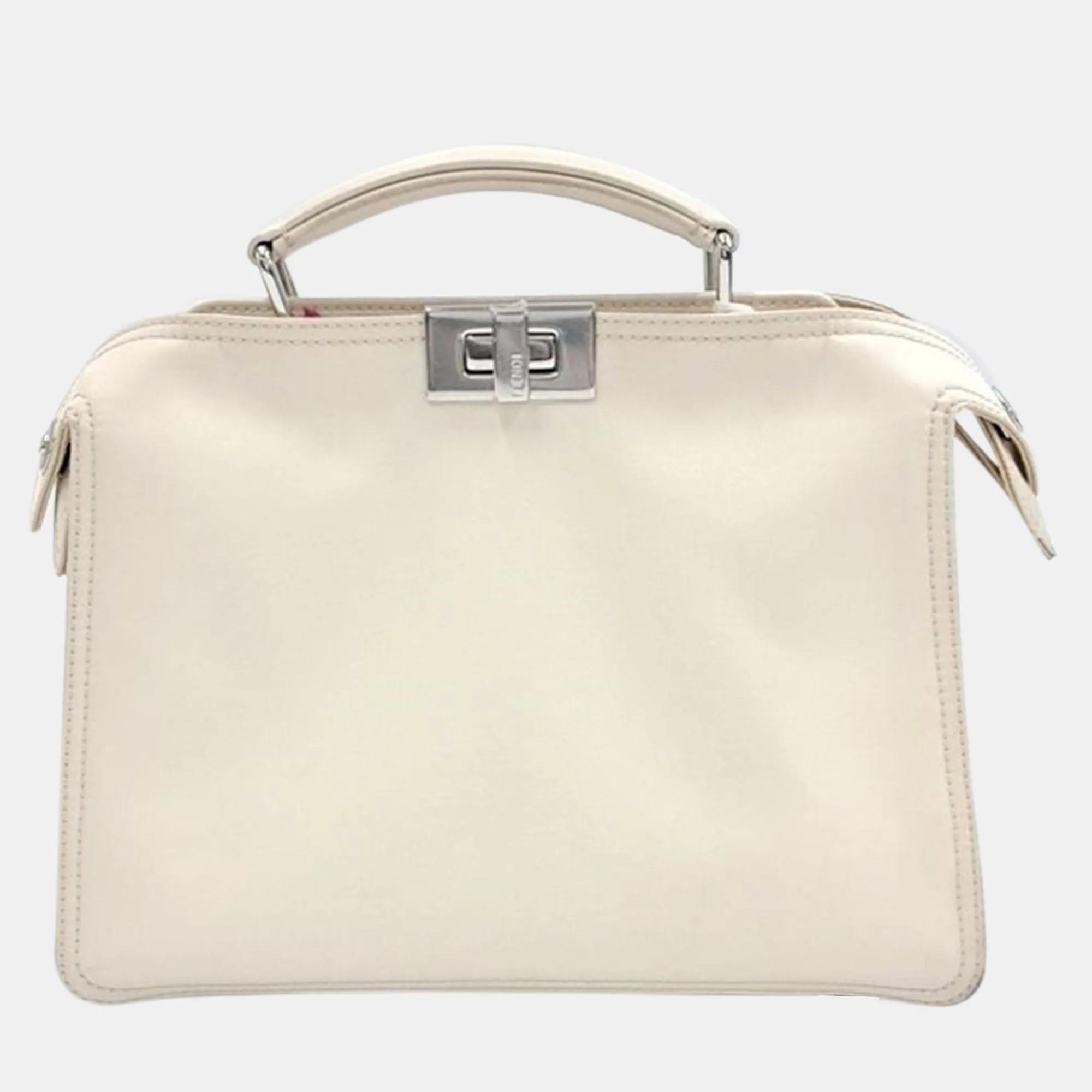 White Leather Mini Peekaboo ISeeU Satchel Bag