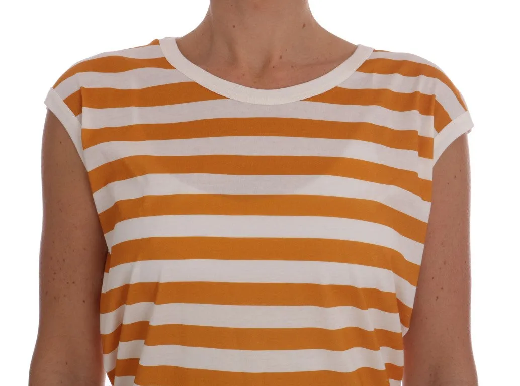 White Yellow Striped Cotton T-Shirt