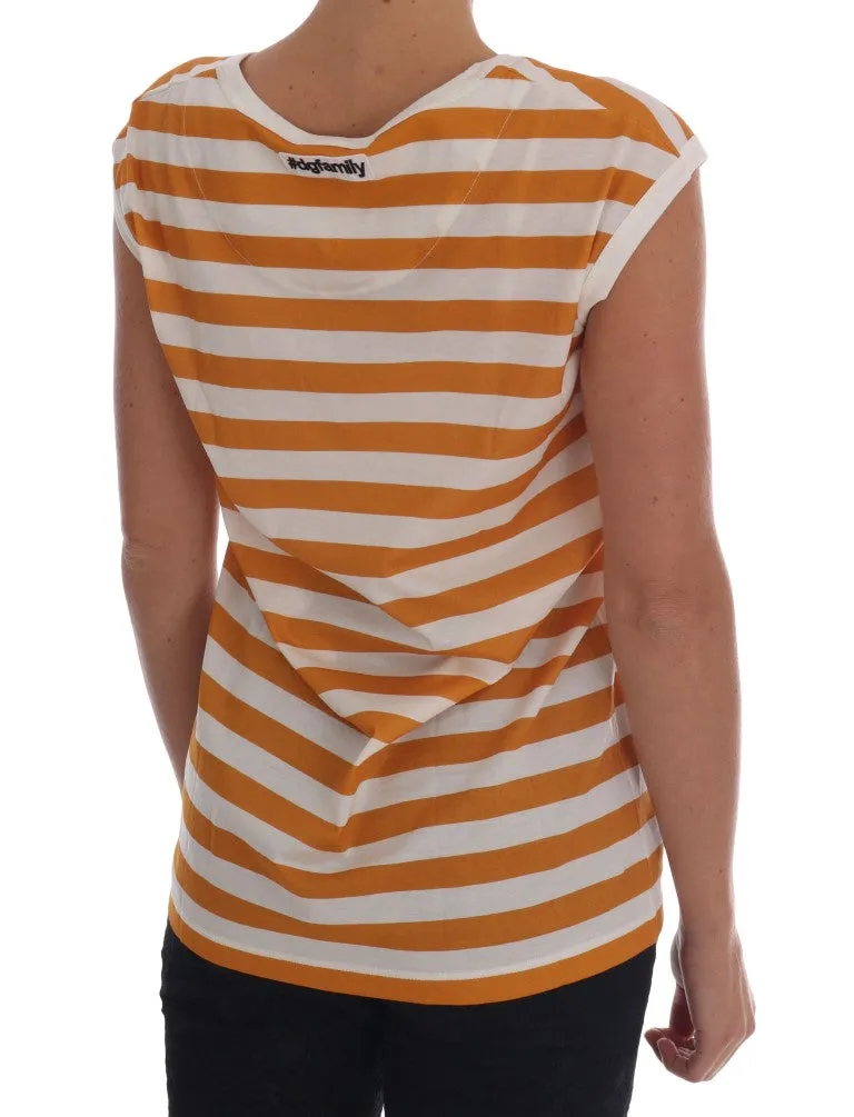 White Yellow Striped Cotton T-Shirt