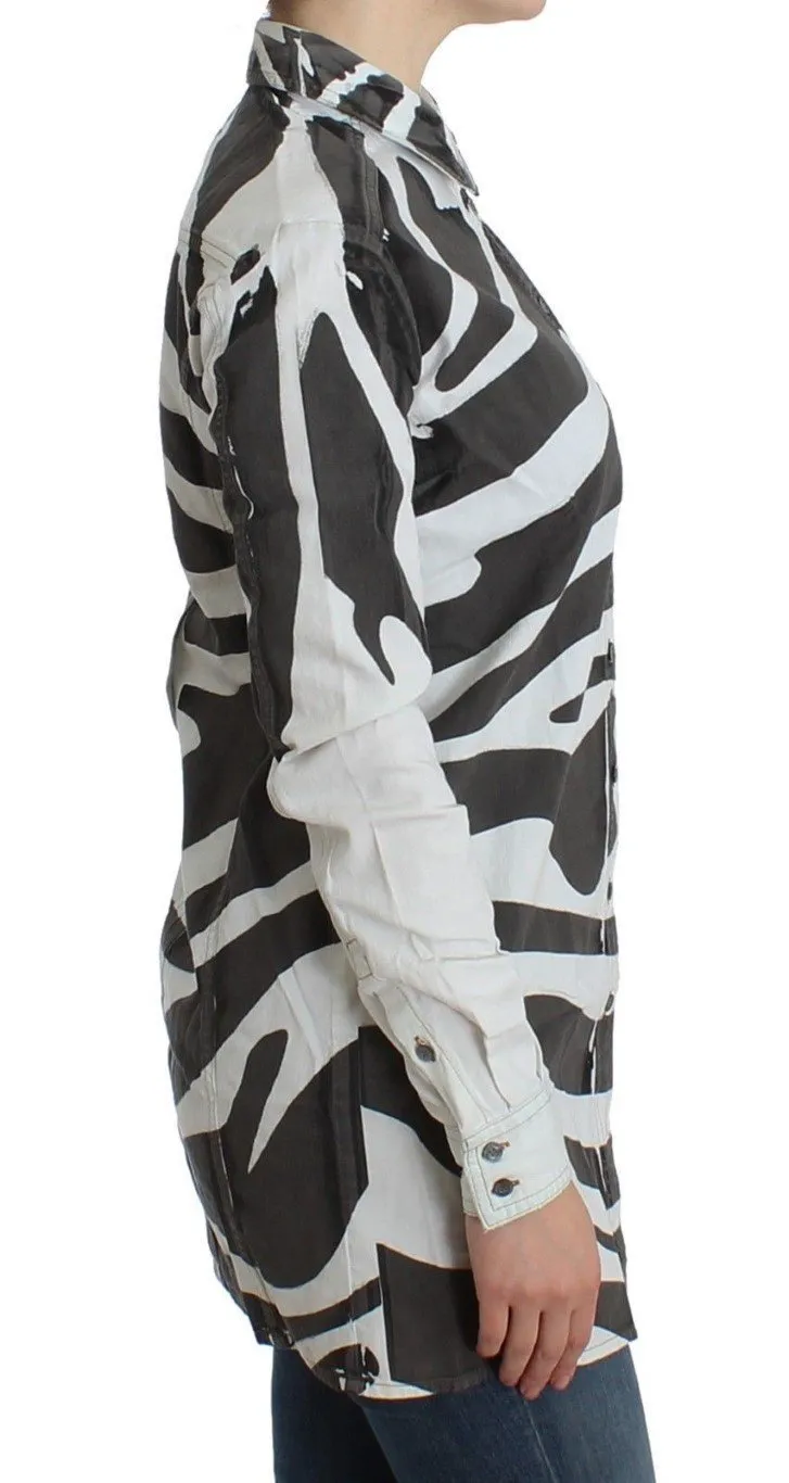 White zebra long cotton shirt