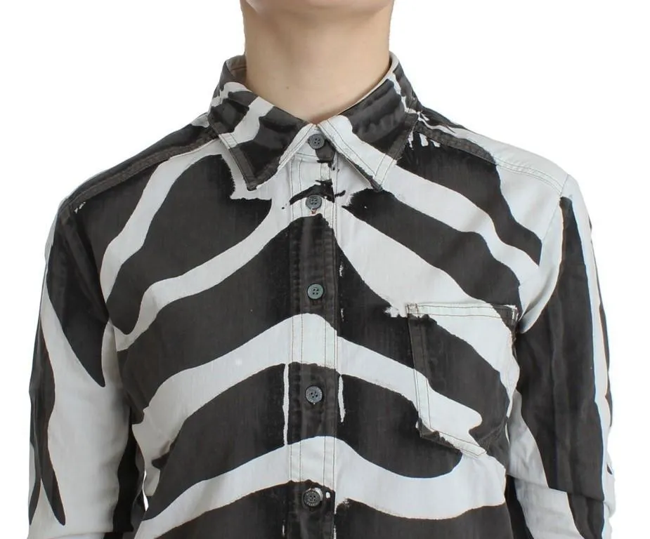 White zebra long cotton shirt
