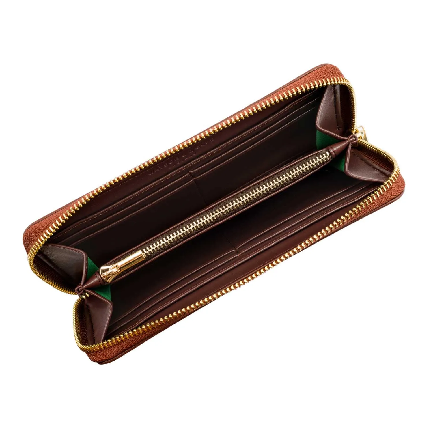 Wilton Vegan Leather Zipped Purse | Rust & Emerald