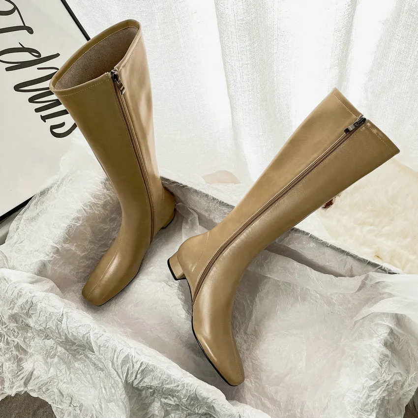 Women  Genuine Leather Knee High Boots