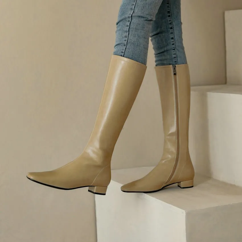 Women  Genuine Leather Knee High Boots