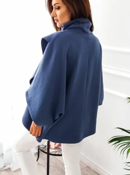 Women High Neck Irregular Fall Cape Hoodies