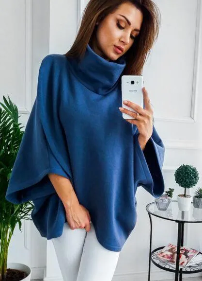 Women High Neck Irregular Fall Cape Hoodies