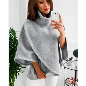 Women High Neck Irregular Fall Cape Hoodies