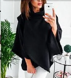 Women High Neck Irregular Fall Cape Hoodies