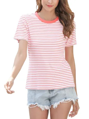 Women Short Sleeve Top T Shirt Crew Neck Cotton Tee