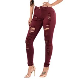Women Slim Pencil Jeans Ripped Jeans Fashionable Skinny Jeans