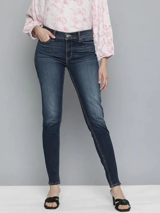 Women's 711 Blue Skinny Fit Mid Rise Jeans