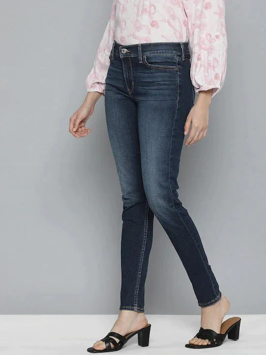 Women's 711 Blue Skinny Fit Mid Rise Jeans