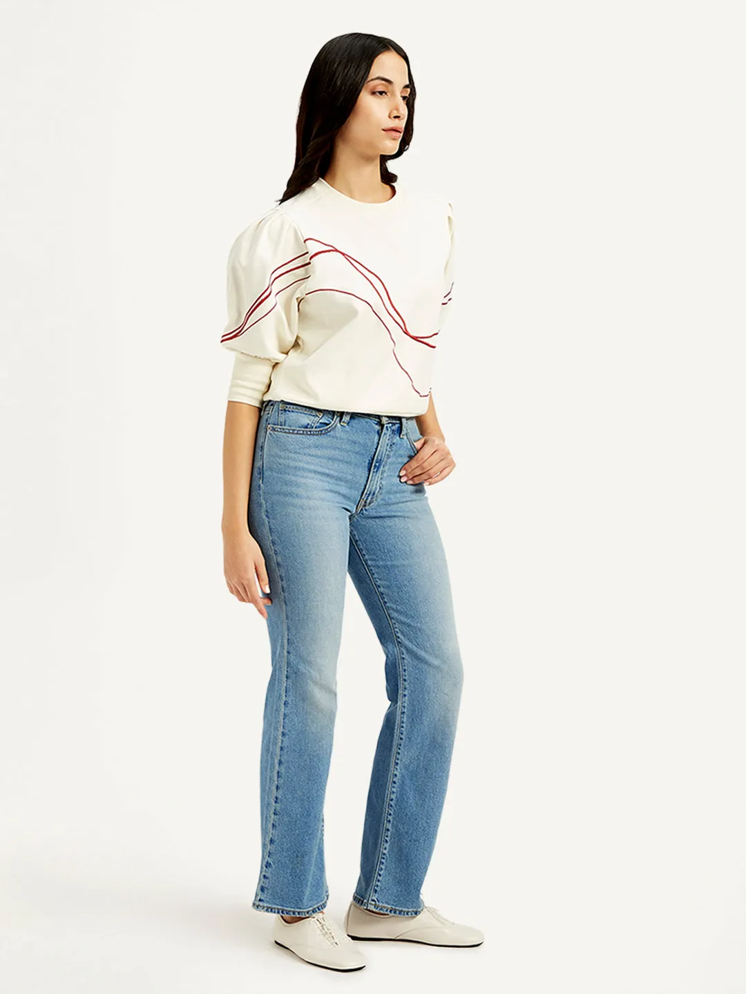 Women's Blue Bootcut Fit Mid Rise Jeans