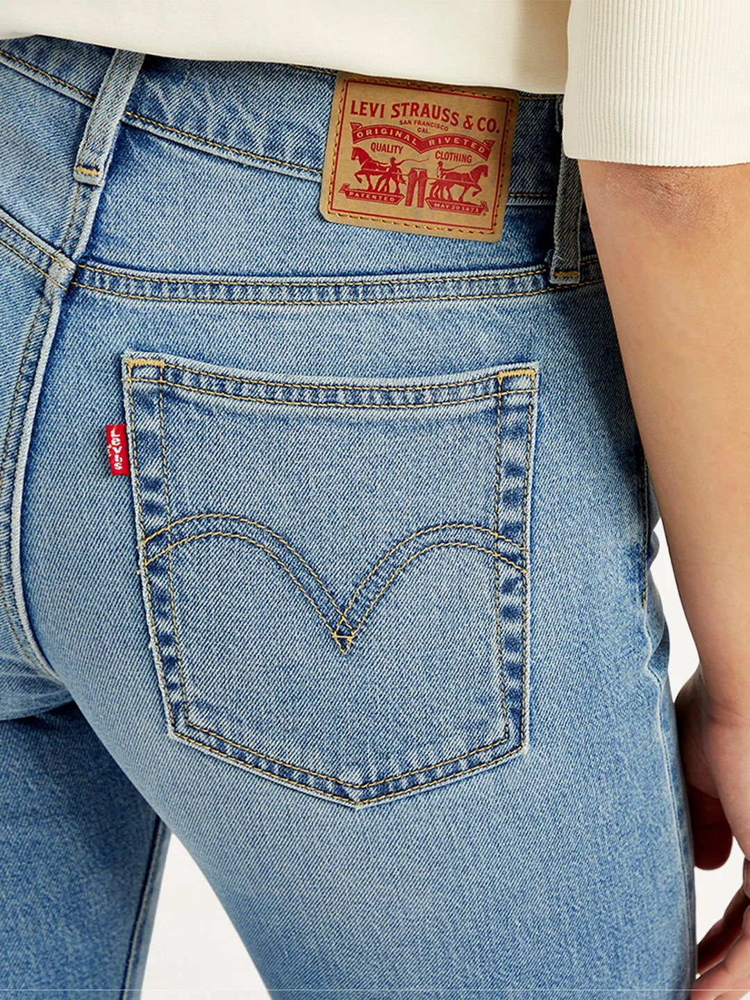 Women's Blue Bootcut Fit Mid Rise Jeans