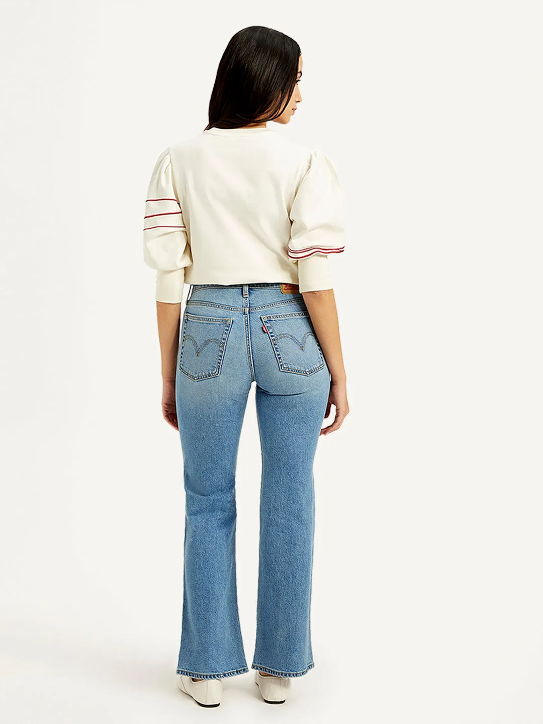 Women's Blue Bootcut Fit Mid Rise Jeans