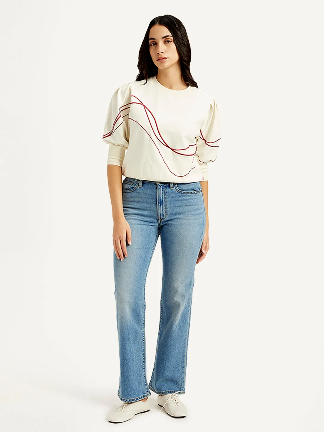 Women's Blue Bootcut Fit Mid Rise Jeans