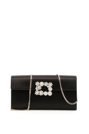 Women's Flower Buckle Envelope Clutch in Nero | RBWAMFD0200RS0