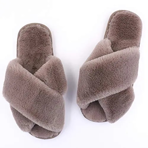 Women's Fuzzy Slippers（Coffee）