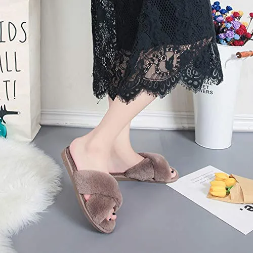 Women's Fuzzy Slippers（Coffee）