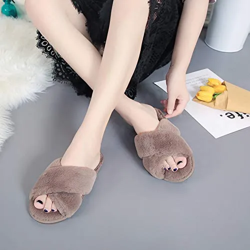 Women's Fuzzy Slippers（Coffee）