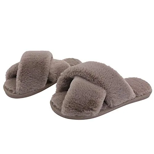 Women's Fuzzy Slippers（Coffee）