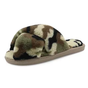 Women's Fuzzy Slippers（Green Camouflage）