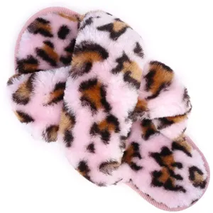 Women's Fuzzy Slippers（Pink Leopard）