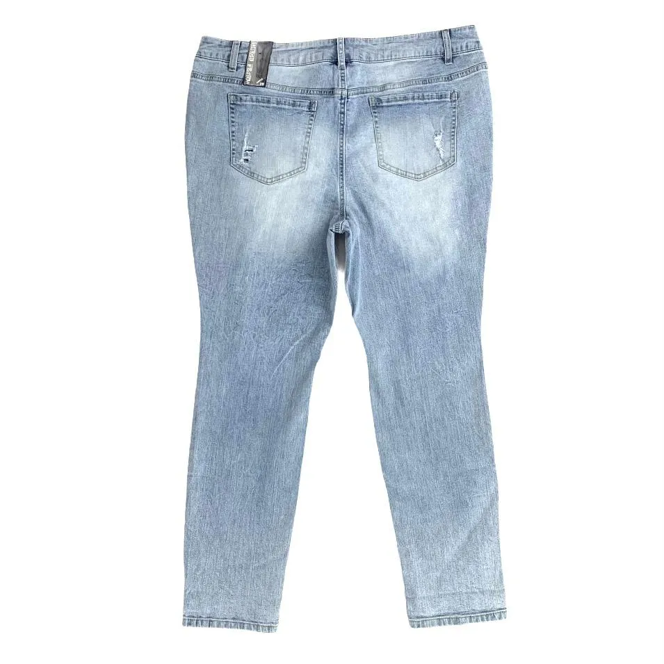 Women's High Waist Stretch Destroyed Ankle Skinny Leg Jeans