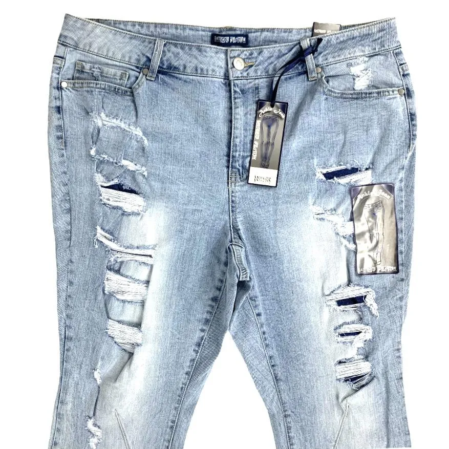 Women's High Waist Stretch Destroyed Ankle Skinny Leg Jeans