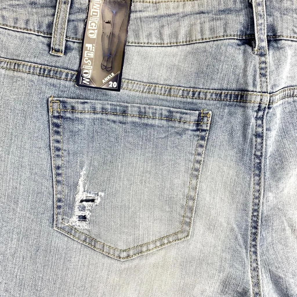 Women's High Waist Stretch Destroyed Ankle Skinny Leg Jeans