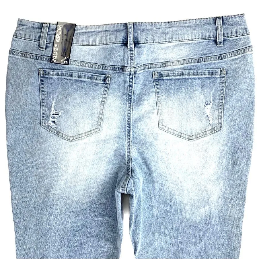 Women's High Waist Stretch Destroyed Ankle Skinny Leg Jeans