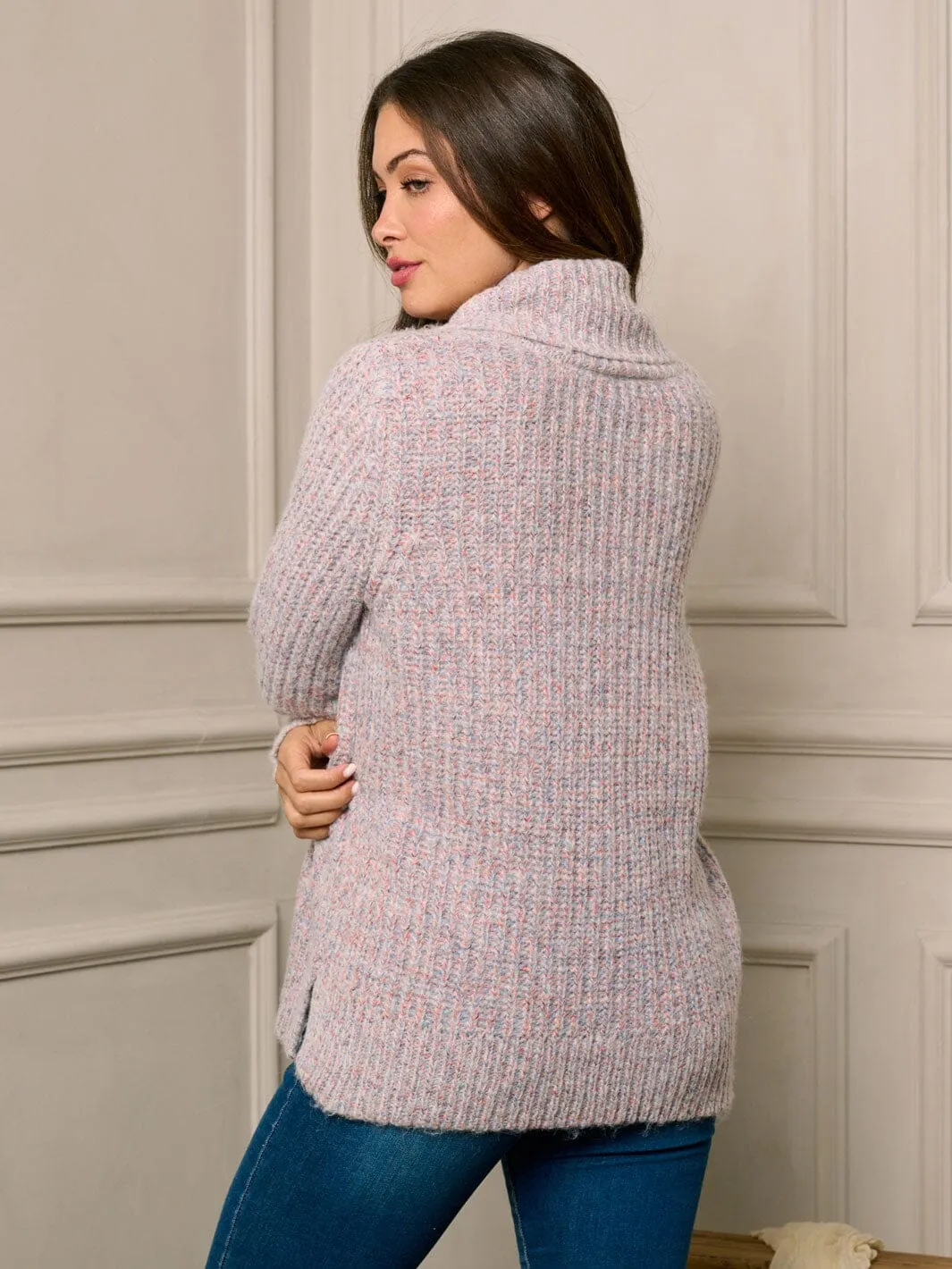 WOMEN'S LONG SLEEVE MULTI COLOR V-NECK PULLOVER SWEATER