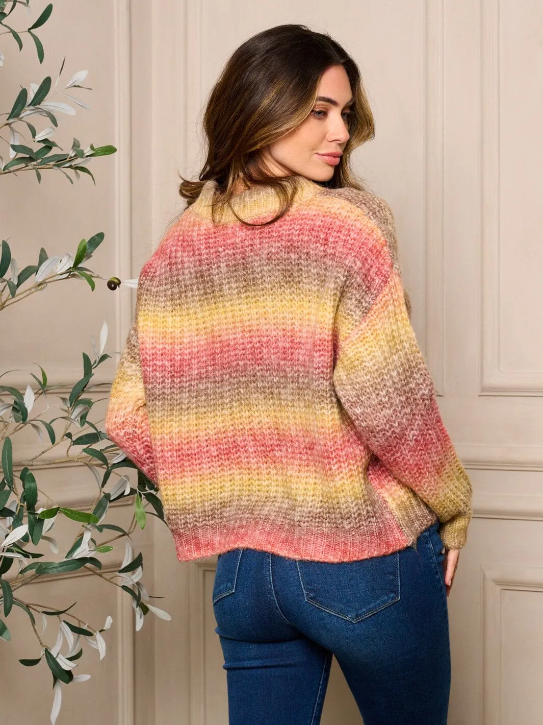 WOMENS LONG SLEEVE PULLOVER COLORBLOCK SWEATER