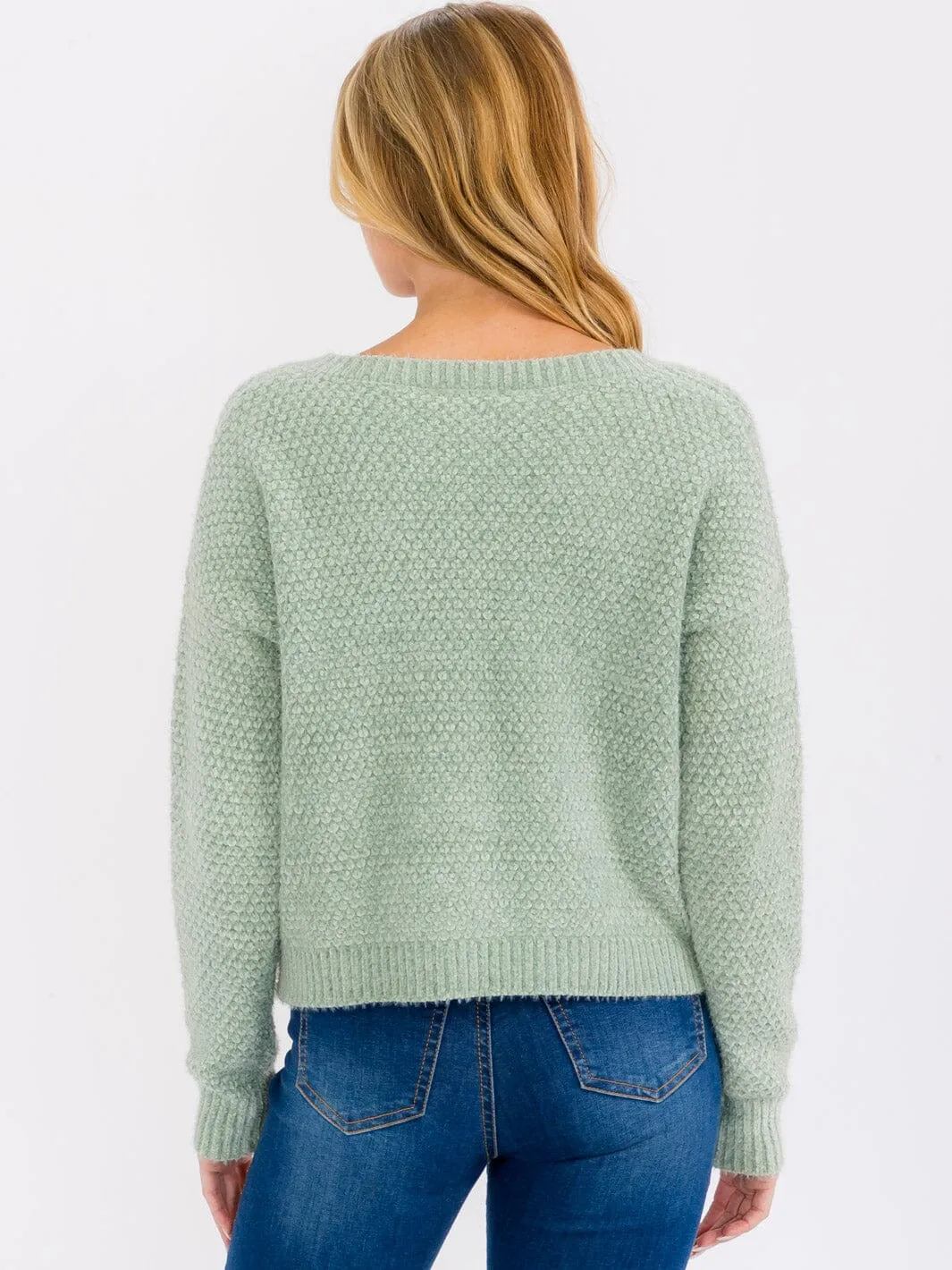 WOMEN'S LONG SLEEVE V-NECK PULLOVER SWEATER