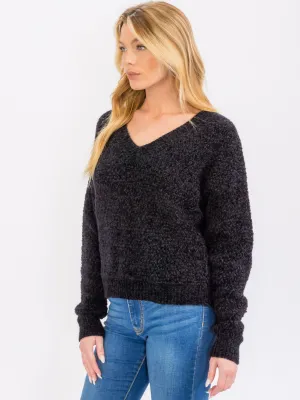 WOMEN'S LONG SLEEVE V-NECK PULLOVER SWEATER