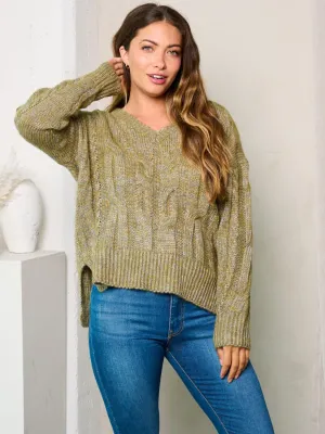 WOMEN'S LONG SLEEVES V-NECK KNIT SWEATER