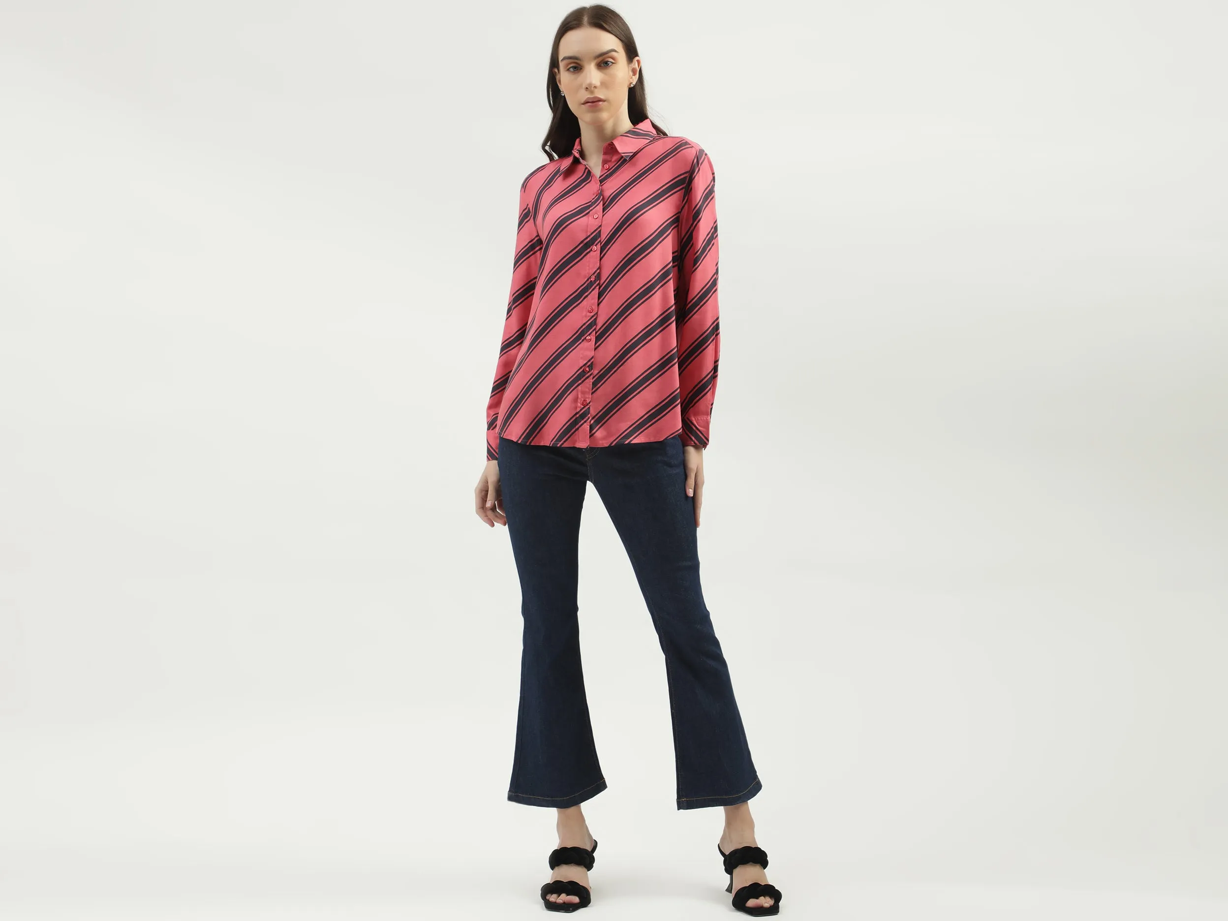 Women's Regular Fit Spread Collar Striped Shirts