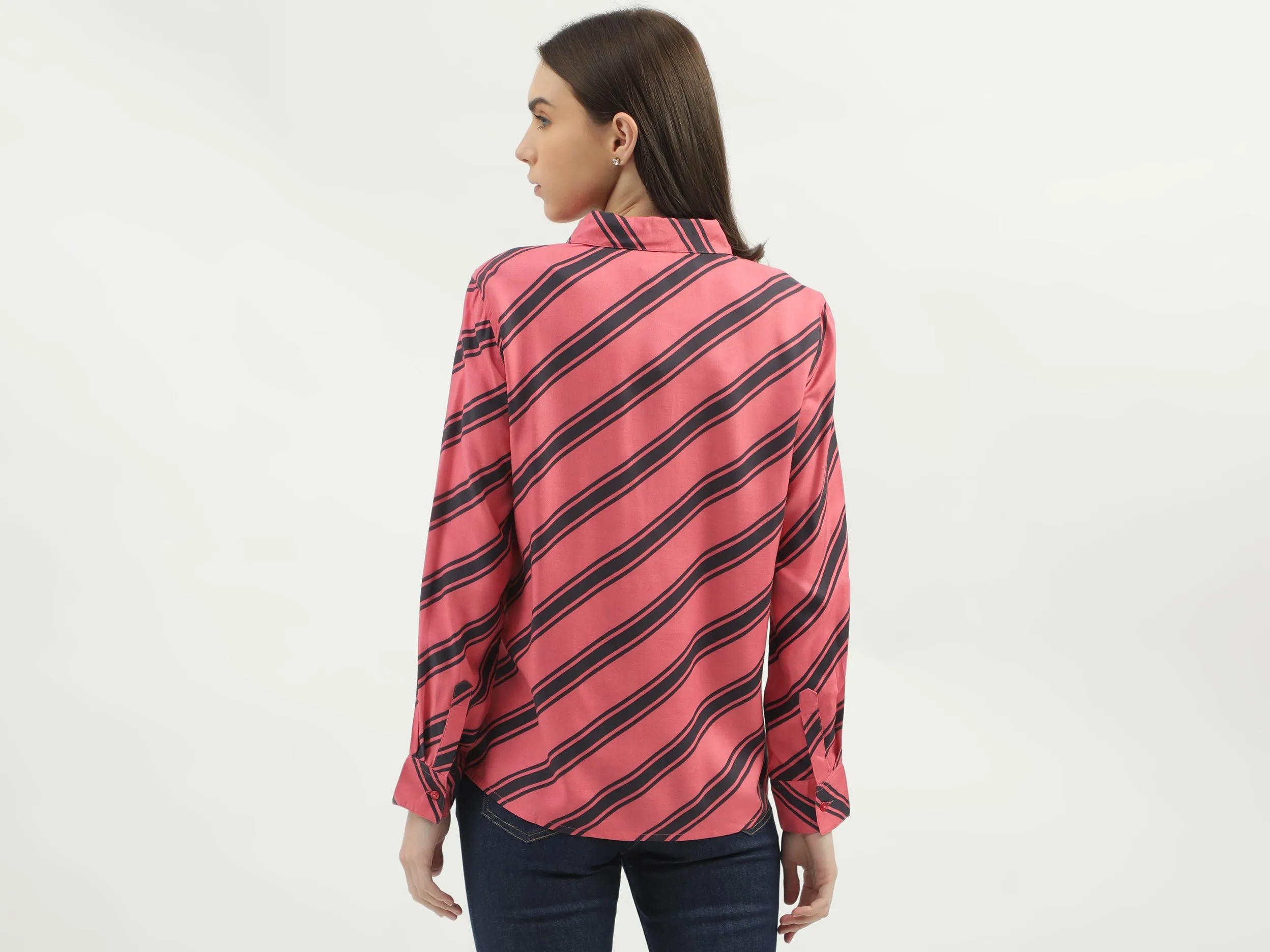 Women's Regular Fit Spread Collar Striped Shirts