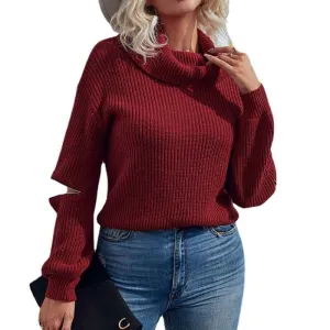 Women's Turtleneck Oversized Sweaters Batwing Long Sleeve Pullover Loose Chunky Knit Jumper K494